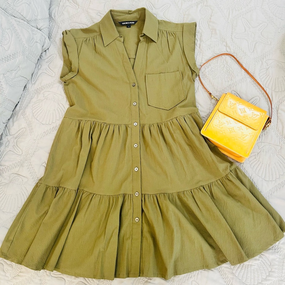 Veronica Beard Textured Olive Dress